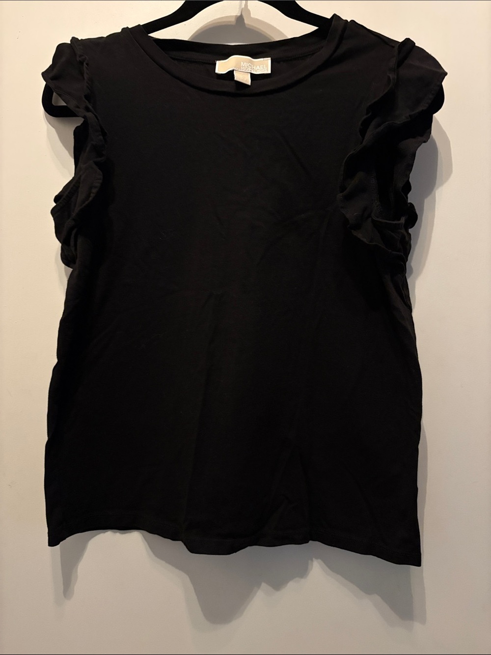 Michael Kors Women’s Black Ruffle Sleeve Tank Top